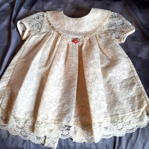 Rose Cottage lace formal dress cream off white 18 months sailor collar pink rose